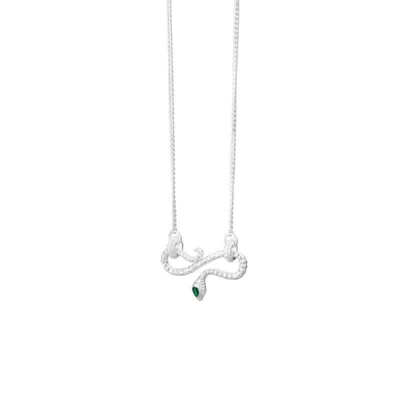 Collier pendentif en argent sterling 999 avec symbole infini de l'année du serpent enroulé.