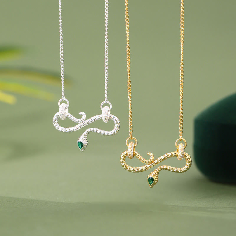 Collier pendentif en argent sterling 999 avec symbole infini de l'année du serpent enroulé.