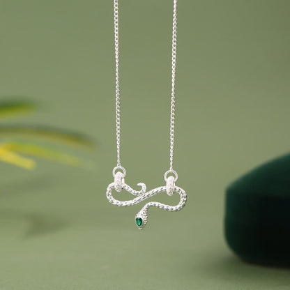 Collier pendentif en argent sterling 999 avec symbole infini de l'année du serpent enroulé.