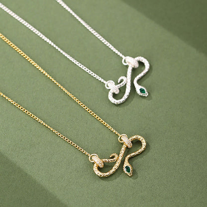 Collier pendentif en argent sterling 999 avec symbole infini de l'année du serpent enroulé.