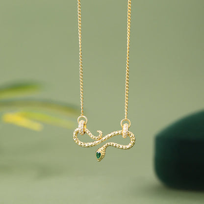 Collier pendentif en argent sterling 999 avec symbole infini de l'année du serpent enroulé.