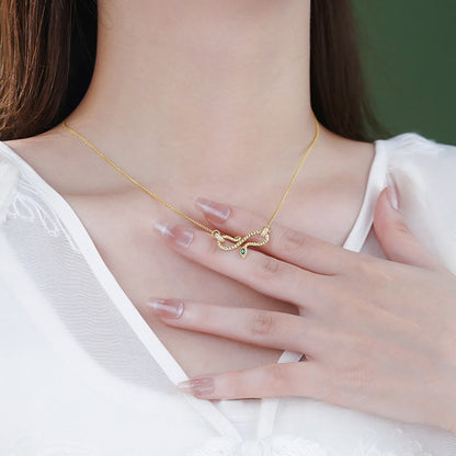 Collier pendentif en argent sterling 999 avec symbole infini de l'année du serpent enroulé.