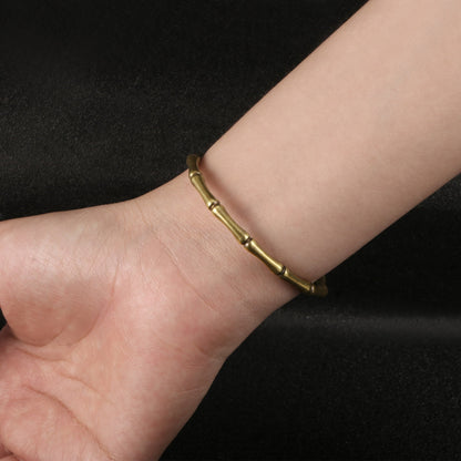 Buddha Stones Bamboo Copper Luck Strength Bracelet Bangle BS