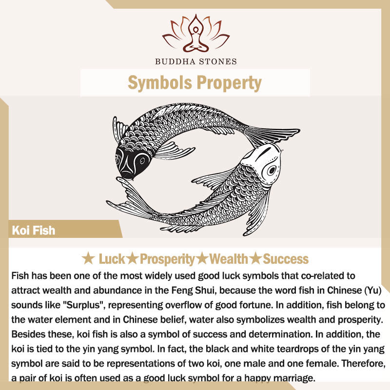 Bracelet porte-bonheur en cuivre avec pierres de Bouddha, fleur de lotus, poisson koï