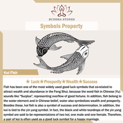 Bracelet porte-bonheur en cuivre avec pierres de Bouddha, fleur de lotus, poisson koï