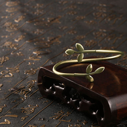 Buddha Stones Lucky Clover Copper Healing Bracelet Bangle
