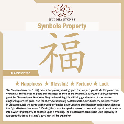 Bracelet porte-bonheur en cuivre avec pierres de Bouddha et caractère Fu, cent bénédictions