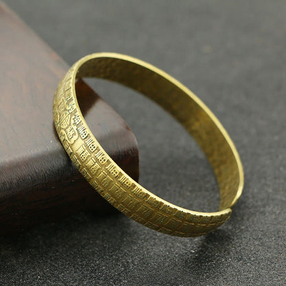 Bracelet porte-bonheur en cuivre avec pierres de Bouddha et caractère Fu, cent bénédictions