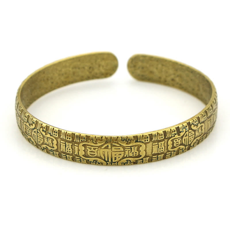 Bracelet porte-bonheur en cuivre avec pierres de Bouddha et caractère Fu, cent bénédictions