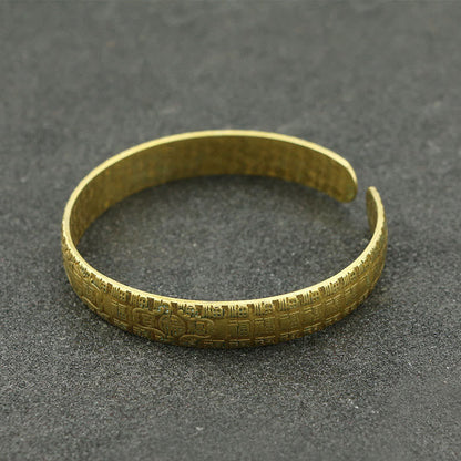Bracelet porte-bonheur en cuivre avec pierres de Bouddha et caractère Fu, cent bénédictions