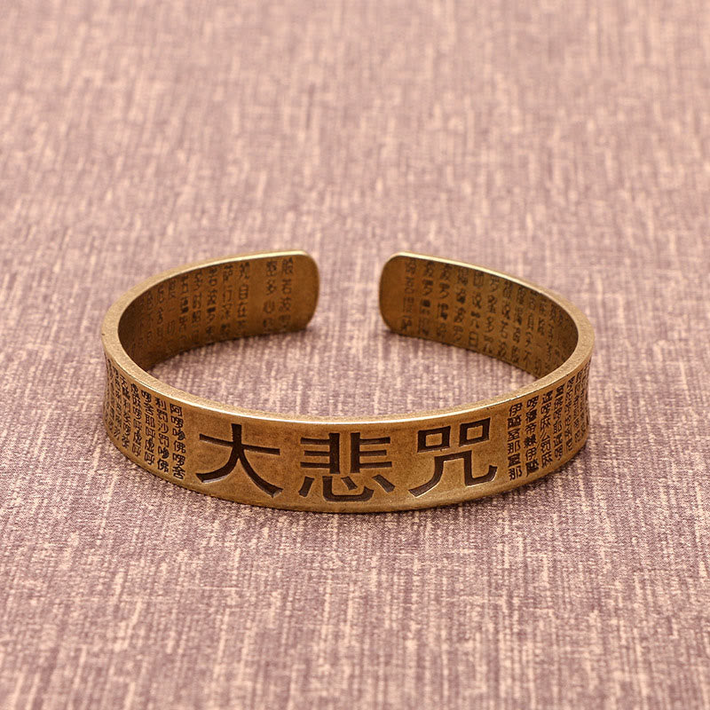 Buddha Stones Great Compassion Mantra Copper Luck Power Bracelet Bangle