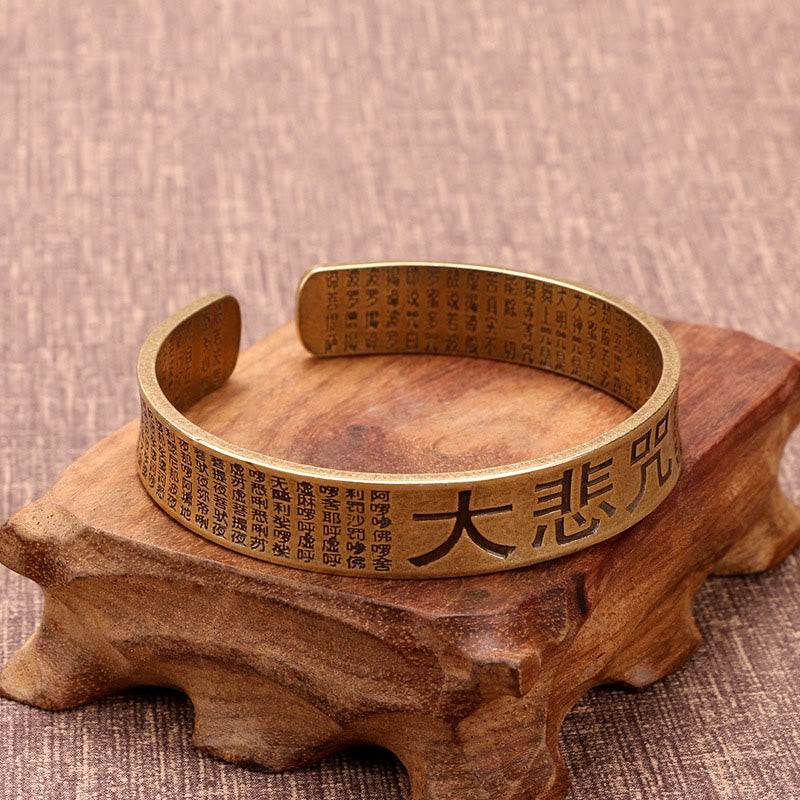 Buddha Stones Great Compassion Mantra Copper Luck Power Bracelet Bangle