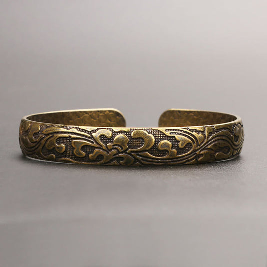Bracelet manchette Bouddha Pierres Fleurs Cuivre Équilibre Soins Personnels
