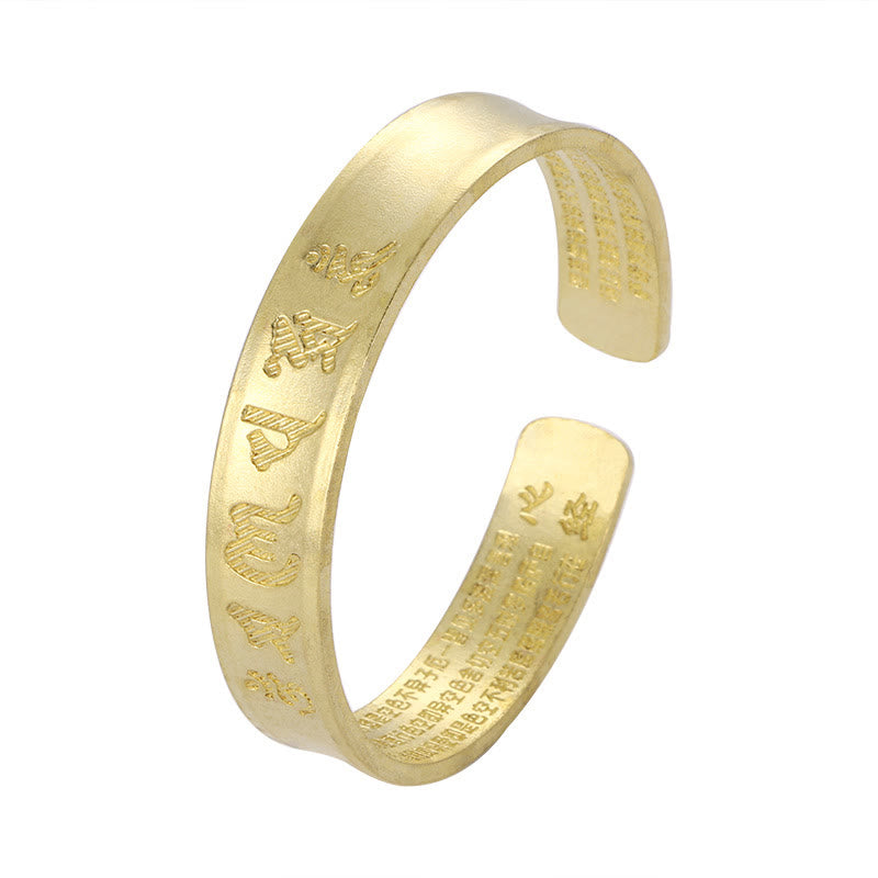 Bracelet manchette en cuivre avec six mots authentiques « om mani padme hum » et « sūtra du cœur »