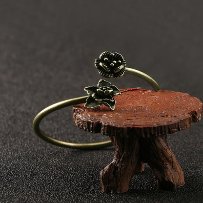 Bracelet de guérison en cuivre et pierres de Bouddha, fleur de pêcher