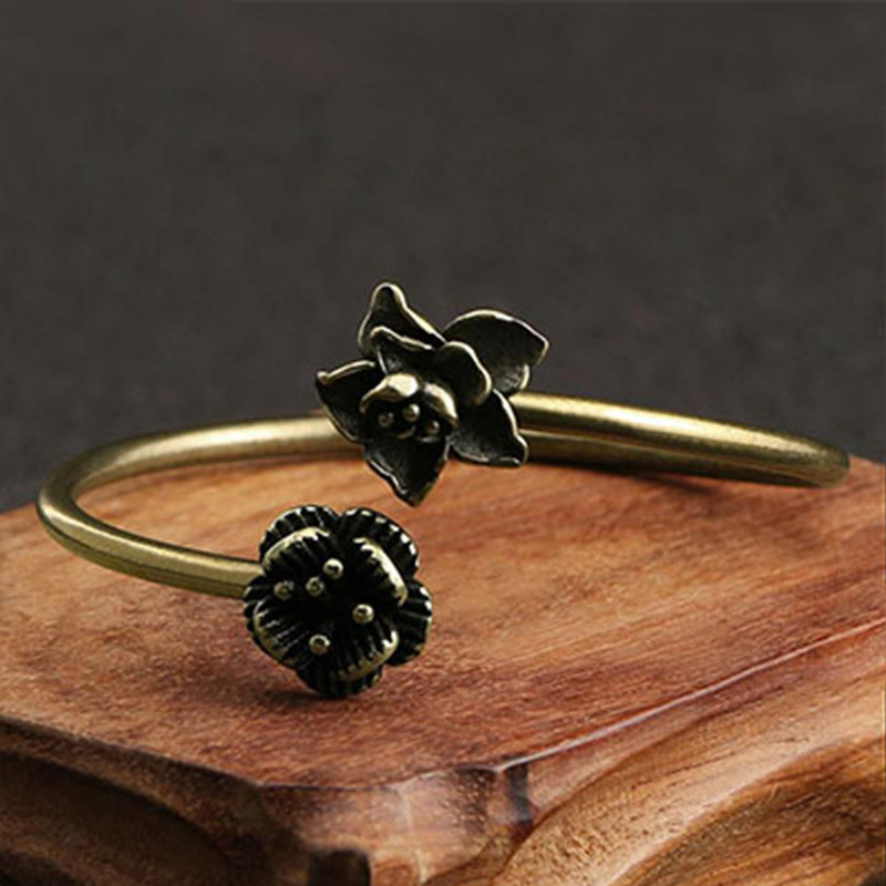 Bracelet de guérison en cuivre et pierres de Bouddha, fleur de pêcher