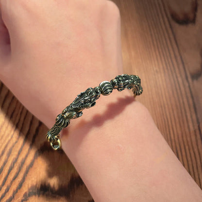 Bracelet jonc en cuivre avec pierres de Bouddha Pi Xiu, porte-bonheur et éloigne les mauvais esprits