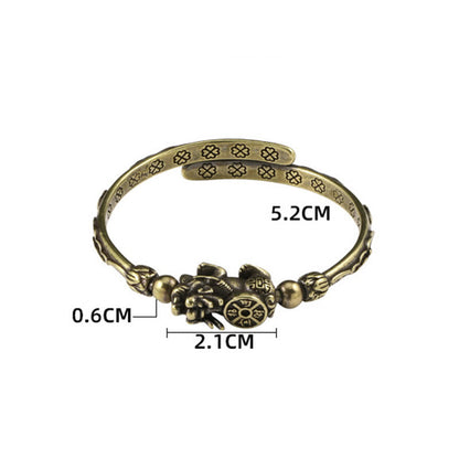 Bracelet porte-bonheur en cuivre avec pierres de Bouddha Pi Xiu et lingot de pièce de monnaie