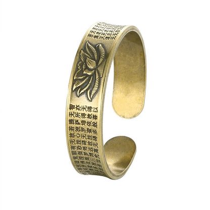 Bracelet manchette en cuivre avec pierres de Bouddha, Sutra du cœur, fleur de lotus, paix