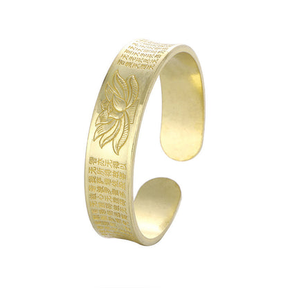Bracelet manchette en cuivre avec pierres de Bouddha, Sutra du cœur, fleur de lotus, paix