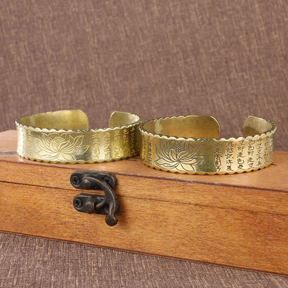 Bracelet manchette en cuivre avec pierres de Bouddha, Sutra du cœur, fleur de lotus, paix, illumination