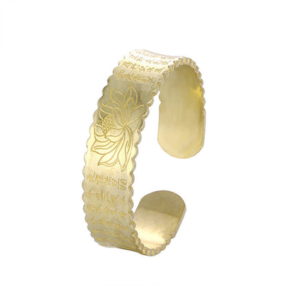 Bracelet manchette en cuivre avec pierres de Bouddha, Sutra du cœur, fleur de lotus, paix, illumination