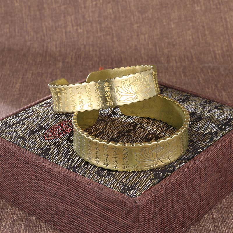 Bracelet manchette en cuivre avec pierres de Bouddha, Sutra du cœur, fleur de lotus, paix, illumination