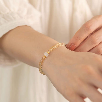 Bracelet de prospérité en petites perles de jade et de citrine de Bouddha Stones