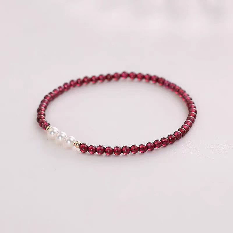 Bracelet de protection en petites perles de grenat naturel Buddha Stones