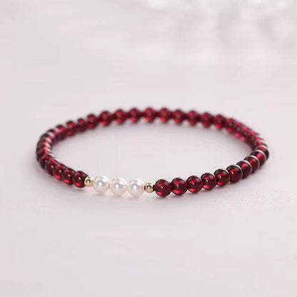Bracelet de protection en petites perles de grenat naturel Buddha Stones