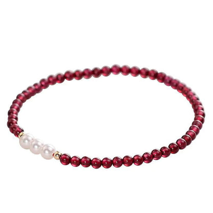 Bracelet de protection en petites perles de grenat naturel Buddha Stones