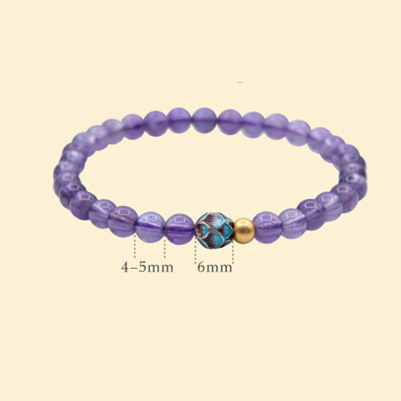 Bracelet de conscience spirituelle en améthyste naturelle et lotus en pierres de Bouddha