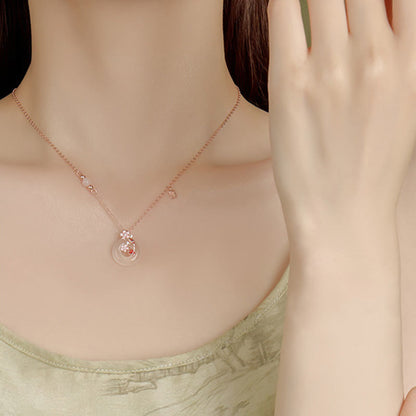 Collier avec pendentif en argent sterling 925, pierre de Bouddha, calcédoine, cristal rose, fleurs, poisson koï, boucle de paix, positif