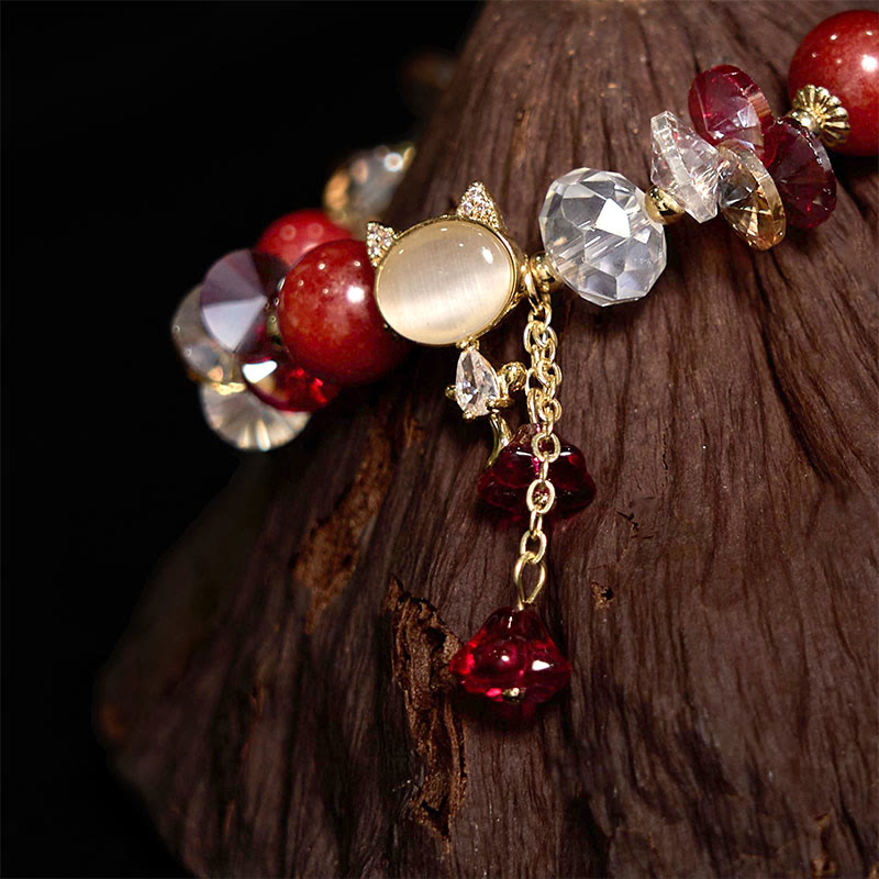 Bracelet de communication de guérison en cristal vert améthyste et cristal rouge pour chat 