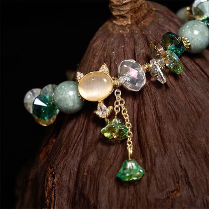 Bracelet de communication de guérison en cristal vert améthyste et cristal rouge pour chat 