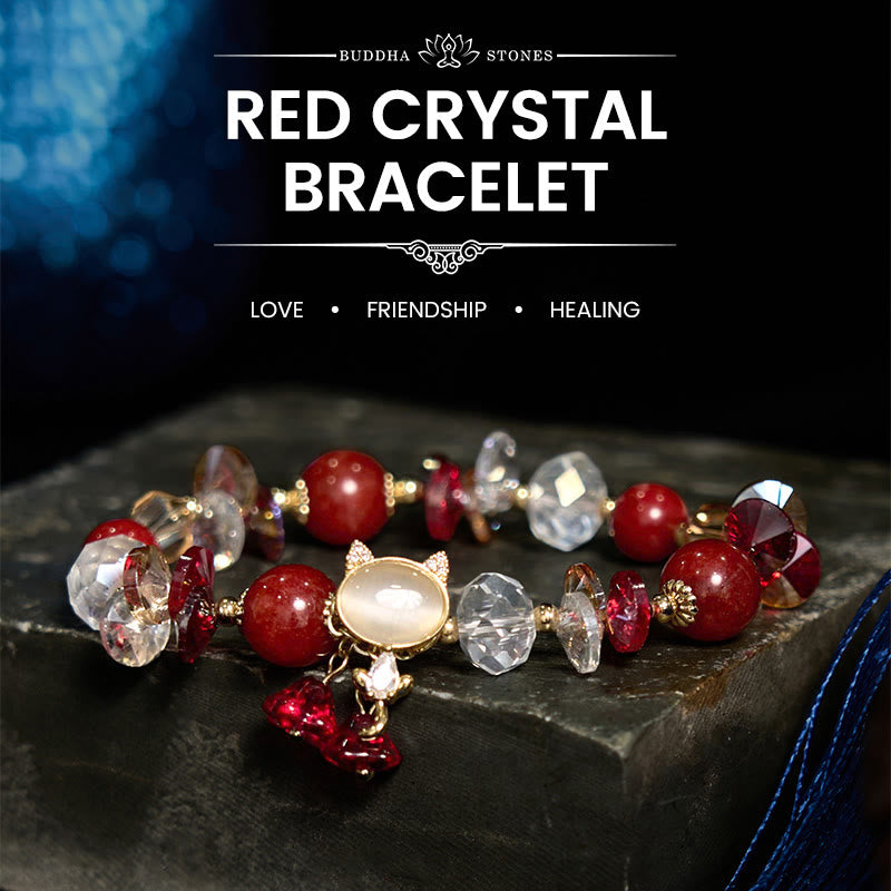 Bracelet de communication de guérison en cristal vert améthyste et cristal rouge pour chat 