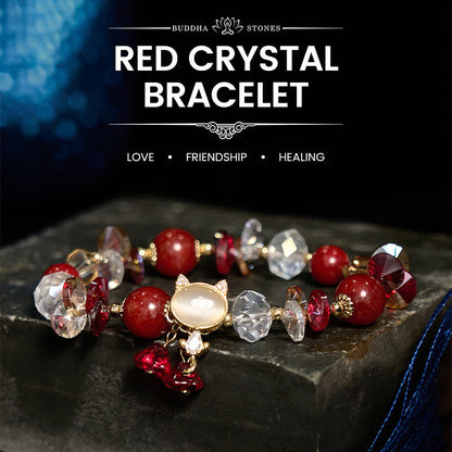 Bracelet de communication de guérison en cristal vert améthyste et cristal rouge pour chat 