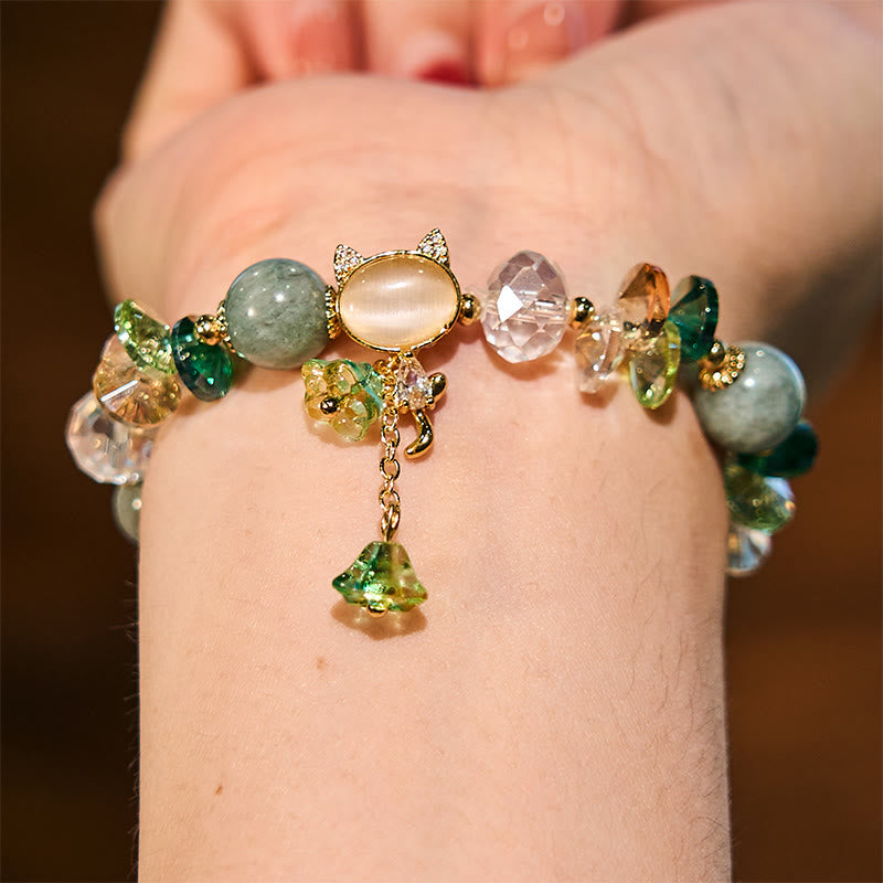 Bracelet de communication de guérison en cristal vert améthyste et cristal rouge pour chat 
