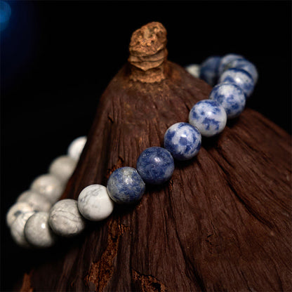 Bracelet Intuition en Pierres de Bouddha Sodalite, Jaspe Picasso, Turquoise Blanche 