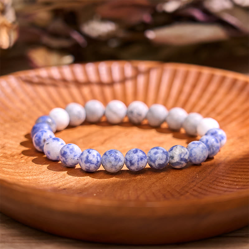 Bracelet Intuition en Pierres de Bouddha Sodalite, Jaspe Picasso, Turquoise Blanche 