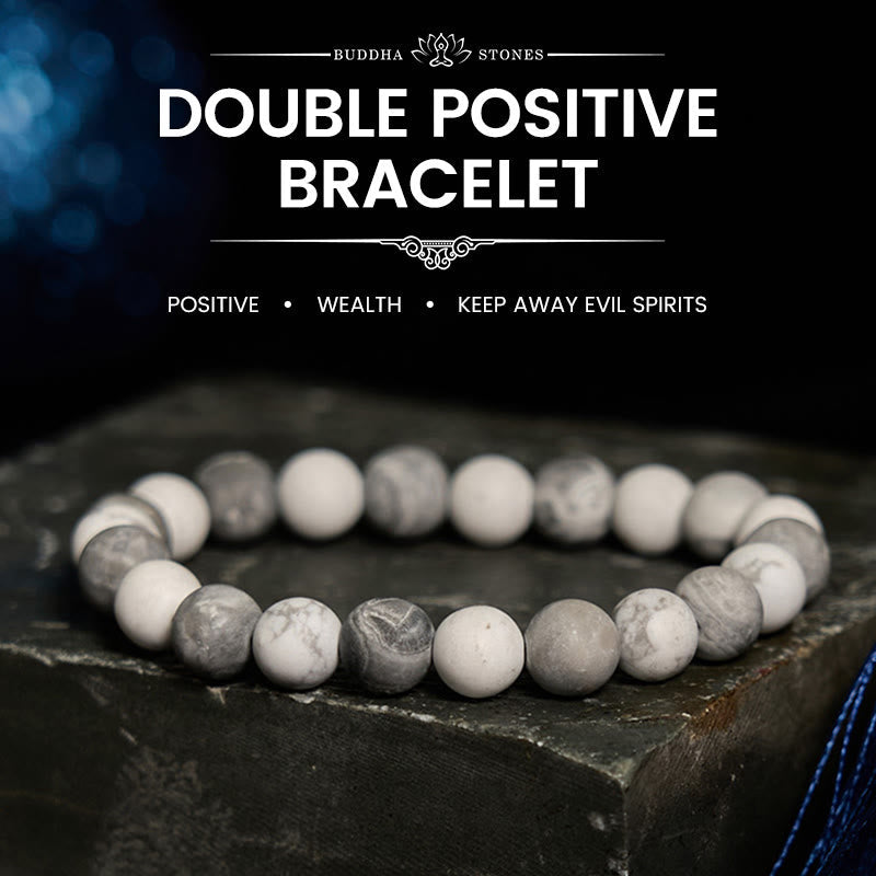 Bracelet Courage en Jaspe Picasso Blanc Turquoise Buddha Stones 
