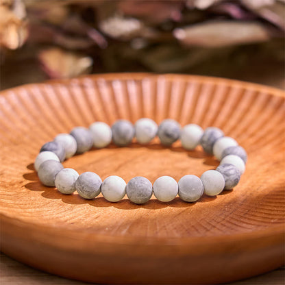 Bracelet Courage en Jaspe Picasso Blanc Turquoise Buddha Stones 