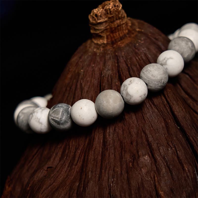 Bracelet Courage en Jaspe Picasso Blanc Turquoise Buddha Stones 