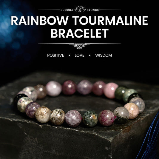 Bracelet positif en tourmaline arc-en-ciel Buddha Stone