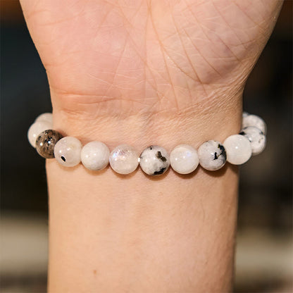 Bracelet d'harmonie en pierre de lune arc-en-ciel Bouddha Stone