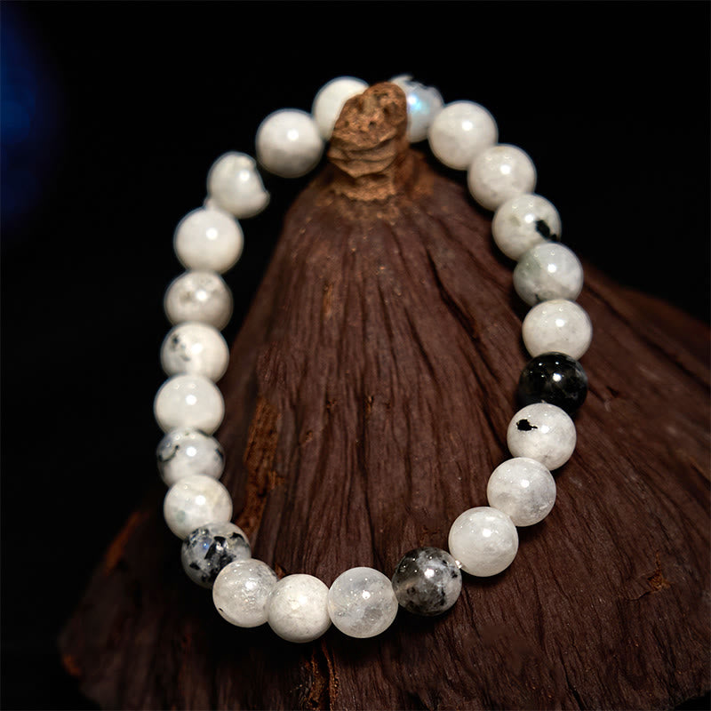 Bracelet d'harmonie en pierre de lune arc-en-ciel Bouddha Stone