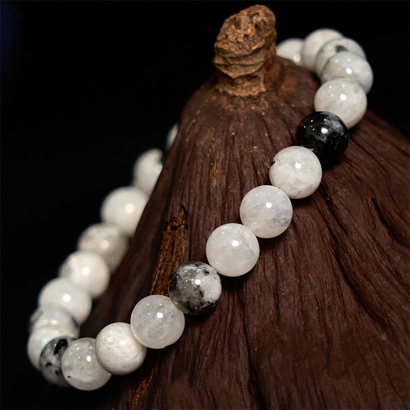 Bracelet d'harmonie en pierre de lune arc-en-ciel Bouddha Stone