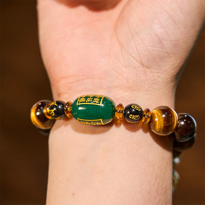 Bracelet courage en cristal blanc œil de tigre avec pierres de Bouddha et zodiaque chinois 
