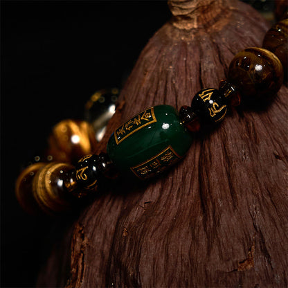 Bracelet courage en cristal blanc œil de tigre avec pierres de Bouddha et zodiaque chinois 