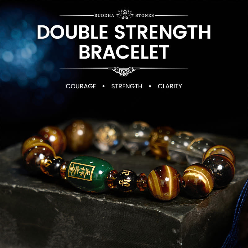 Bracelet courage en cristal blanc œil de tigre avec pierres de Bouddha et zodiaque chinois 